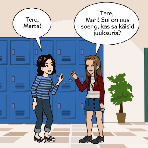 two girls are greeting in Estonian
