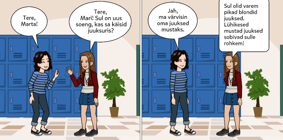 two girls are greeting in Estonian