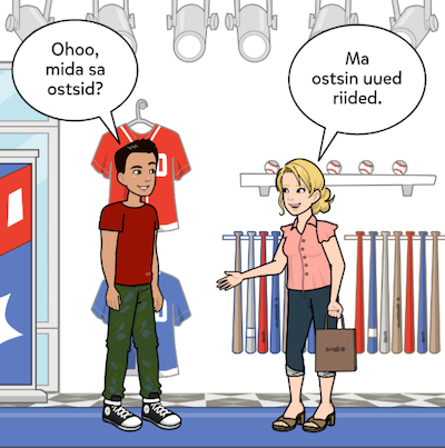two people are shopping in a department store
